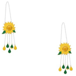 Toyvian 2 Pièces Pendentif Tournesol Carillon éolien à l'extérieur décor de carillons éoliens Métal Jaune