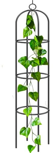 DIVCHI Black Metal Garden Arbour Arch Steel Frame Garden Arch for Climbing Plants, Roses (Black (Garden Obelisk) Style 2)