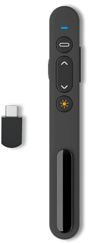 Powerpoint Fernbedienung Presenter mit USB C Empfänger: 2,4 GHz Präsentationsfernbedienung, Rot Pointer für Präsentationen, Präsenter für Lehrer, Büro, Besprechungen, Berichte
