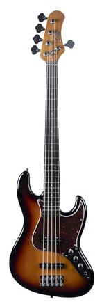 EKO GUITARS – Basse Électrique JB‑300, 5 Cordes, Corps en Peuplier, Manche en Érable, Touche en Laurier, 2 Micros JB Single Coil, Pont Vintage, 21 Frettes, Couleur Sunburst