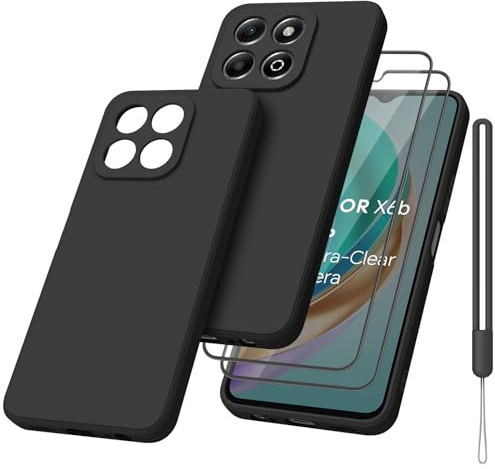 Vancle Cover per Honor X6B con 2 Pezzi Vetro Temperato, Silicone Cover Protettiva Case per X6 B con Cordino per Cellulari
