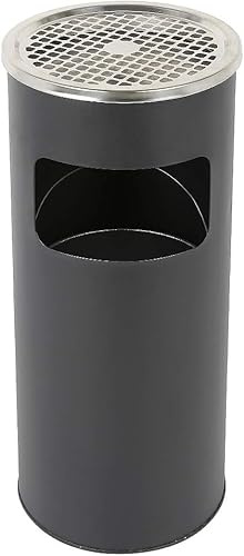 Cenicero de pie Redondo en Acero Inoxidable y Lacado, con Cubo Interior de 30 l.(B)