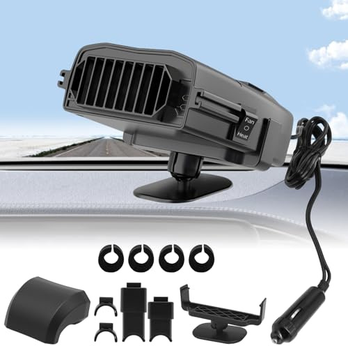 HASAIKA® Calefactor Coche Portátil, 2 en 1 Calefactor para Coche, Calentador de Coche, 12V 150W giratoria de 360° Calefacción Portátil para Coche/SUV/Furgoneta