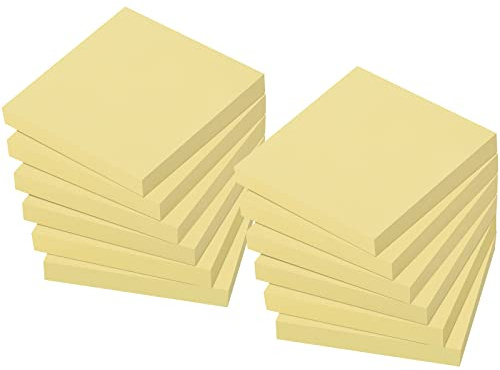 ZCZN Haftnotizen Klebezettel 12 Blöcke x 100 Blatt, 76 x 76 mm Sticky Notes gelb