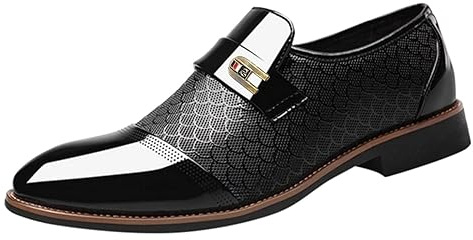 Läderskor herr affärer, kostymskor herr läder, affärssko slip-on bröllopsskor stora storlekar fritidsskor halkfria arbetsskor klassiska formella herrskor, svart, 45 EU