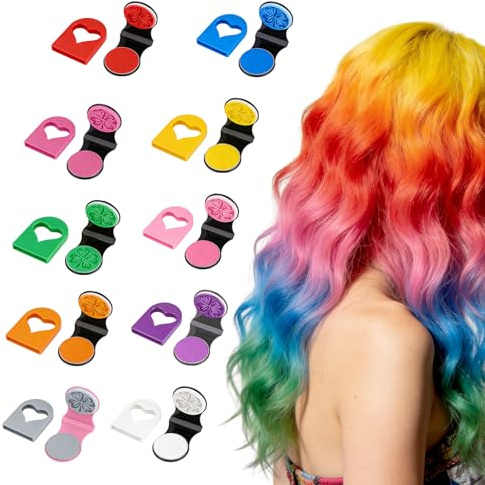 Kuvarix Craie Cheveux Colorées, Lot de 10 Lavables Craie pour Cheveux, Teinture Temporaire pour Cheveux Idéal pour Anniversaire Halloween Noël Fête Cosplay