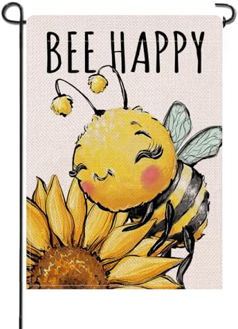 Printemps Été Bourdon Tournesol Drapeau Solide Drapeau De Jardin Couleurs Vives Drapeaux Pour Maison Extérieur Balcon 30X45Cm