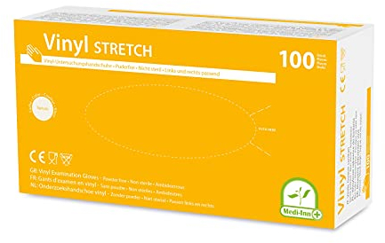 Medi-Inn+ Vinyl Stretch puderfrei Einmalhandschuhe Größe S | 1000 Stück | Vinylhandschuhe in praktischer Spenderbox