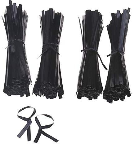 OTOTEC 1000pcs Enduit de Plastique Noir Attaches de Fil Attaches de Torsion 100mm Usage Général