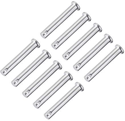 sourcing map 10 Stück Steckbolzen Gabelkopfbolzen Einloch 8mm x 50mm Gabelbolzen Splintstift Flachkopf verzinkter Stahl