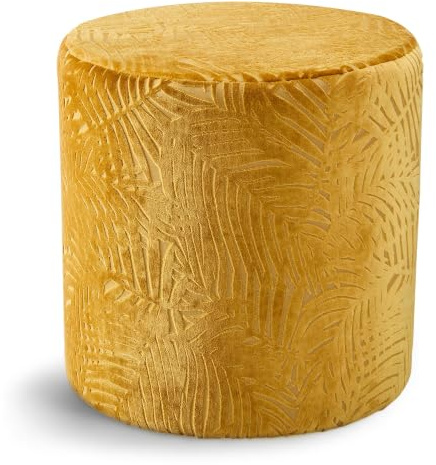 Beautify Velvet Mustard Footstool – Yellow Ottoman for Living Room