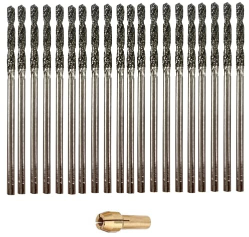 Lot de 20 forets diamantés de 2 mm compatibles avec les colliers de serrage Dremel inclus,Bijoux de plage, verre de mer, coquillages, pierres précieuses, lapidaire, collier, loisirs créatifs