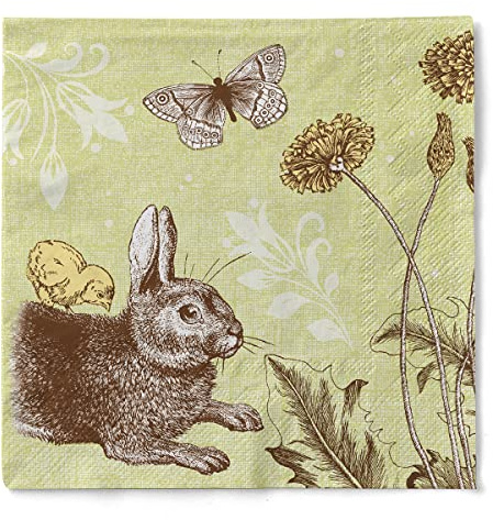 Mank GmbH Servietten aus Tissue 40 x 40 cm 1/4 Falz Dinner Serviette hochwertige Einmal Serviette grüne Osterserviette 100 Stück Peter (Grün) Ostern