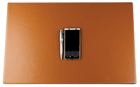 DELMON VARONE - Personalisierbare Schreibtischunterlage Cambridge Top Grain Leder braun, Rutschfeste Echtleder Schreibunterlage abwaschbar, Schreibtisch Unterlage geeignet als Mauspad, 60x40 cm