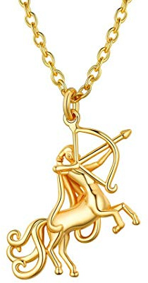 GoldChic Jewerly Collana Con Segno Zodiacale Con Cappuccio In Oro Per Donna, Gioielli Zodiacali Con Ciondolo Sagittario Placcato Oro 18 Carati