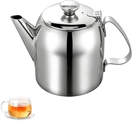 0.5 L Stovetop Coffee Pot Teapot, Stainless Steel Tea Kettle, Short Spout Cold Water Jug with Flip Lid for Restaurants, Conference Room, 4.7 X 3.7in (20 Oz)