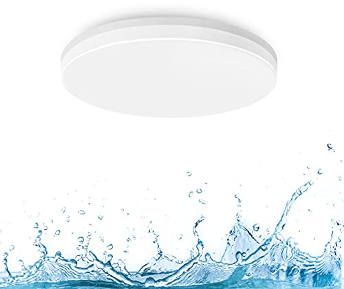 LVWIT LED Deckenleuchte 18W, 1800LM Wasserdichte Deckenlampe Badezimmer IP65, Flimmerfreie Neutralweiß Rund Badlampe für Küche, Wohnzimmer, Balkon, Flur, Schlafzimmer, Ø220mm