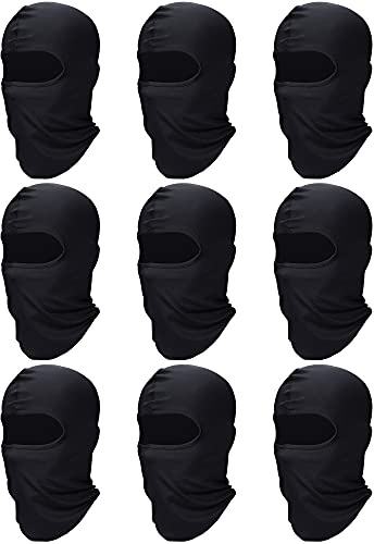 SATINIOR 9 Pack Ski Mask for Men Balaclava Full Face Shiesty Mask Breathable Summer Windproof Hood for Motorcycle Snowboard Black