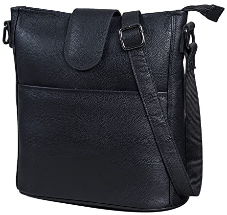 LEABAGS Leder Handtasche Damen I Premium Echtleder Umhängetasche I Damen Schultertasche I Damentasche I Tragetasche für Arbeit Uni Schule Freizeit