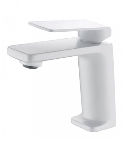 IMEX Waschtischarmatur, Einhebelmischer Wasserhahn Armatur Badezimmer Waschbecken aus Serie Fidschi, matt weiß BDF016-1BL