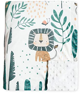 SONARIN Flanella Coperta per Neonati,95x160cm Copertina per Bambini Bambine Morbida Multifunzionale Bifacciale Trapunta per Bambino Calda e Confortevole per Carrozzina Culla(Leone)
