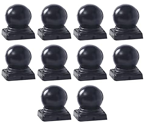 MFFIRE 10 Stüc Kugelkappen Pfostenkappen Mit Kugel Verzinkt Für Pfosten Pfahlkappe Schwarz,60x60mm