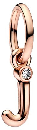BEEUVIP Rosengold J Charm-Anhänger, 925 Sterlingsilber, Motiv: Buchstabe des Alphabets, für Armbänder, kompatibel mit europäischen Armbändern