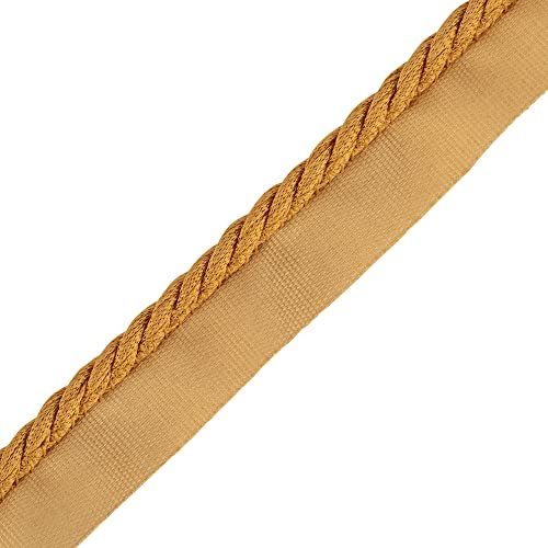 Flange Cord - 19mm Cotton Piping Cord for Sewing, Cushions, Upholstery Ribbon Cord Flanged Piping Trim Cushion Piping Sewing Thread Plait Furnishing Flange Cord Piping for Cushions (Old Gold,5m)