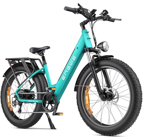 ENGWE E26 Electric Bike E-Bike for Adults with 26x4.0 Fat Tire,250W E Mountain Bike 48V 16Ah Battery Range Up to 140KM, Speed-7 Dual Suspension All-Terrain Ebike MTB