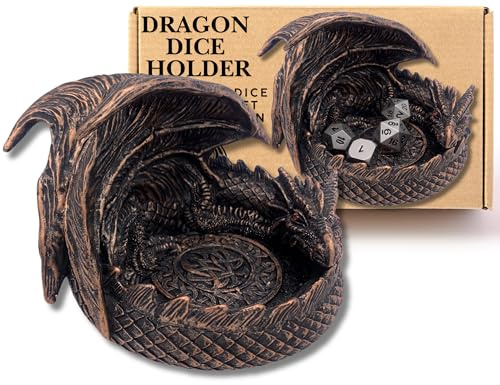 Dice Holder DnD Dice Set | D and D Dice Tray | Gaming Gifts | Nerdy Gifts | Resin Dragon Dice Tray | 14cm Dice Storage Box | Non Slip Dice Tray for Rolling | Hand Painted Dice Jail D&D | D n D Gifts