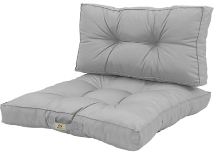 deco arts Coussins pour Salon de Jardin - Coussins extérieur - 60x60 cm - Coussin de Remplacement pour Fauteuil, Banc & Chaise d'extérieur - Imperméable, Confortable & capitonné - Gris Galet