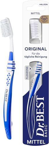 Dr.BEST Original Zahnbürste, Mittel (1 Stück), hilft, das Zahnfleisch zu schützen (Packung mit 5)