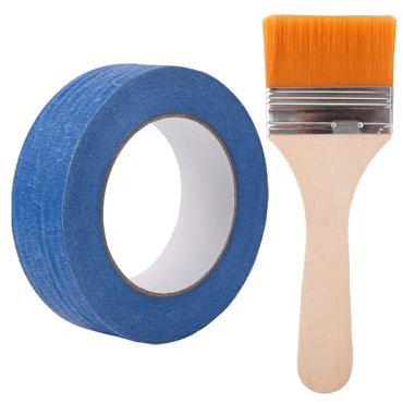 BQLZR Pennello piatto con manico sottile in legno, 6,3 cm, con nastro da pittore, 40,6 m, confezione da 2