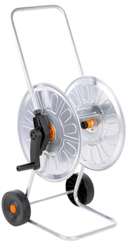 vidaXL Schlauchwagen, Schlauchtrommel mit Griff Rädern, Übersichtlich Schlauchaufroller für 60 m 1/2 Schlauch, Gartenschlauchwagen, Stahl