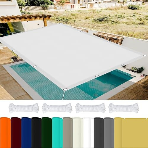 Toile d'ombrage Pergola Filet 2.5 x 5 m 98% UV Protection,Polyester, Toile d'ombrage Imperméable avec Oeillets avec Cordons pour Jardin Patio Terrasse Balcon, Blanc