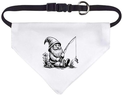 Small 'Garden Gnome With Fishing Rod' Dog/Cat/Pet Bandana (PD00054441)