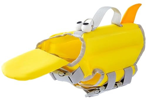 Hundeschwimmweste – anpassbarer Hunde-Badeanzug, schwimmfähige Sicherheitsweste für Haustiere, bezauberndes Augenmuster, Schwimmoutfit mit Nackenstütze, schnell trocknender EPE-Schaumstoff,