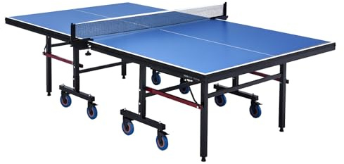 VEVOR Professionellt bordtennisspel, pingisbord för bordtennis, bärbart hopfällbart bordtennisbord av MDF, inomhus med snabbdragsnät och låsbara hjul, 25 mm brickor