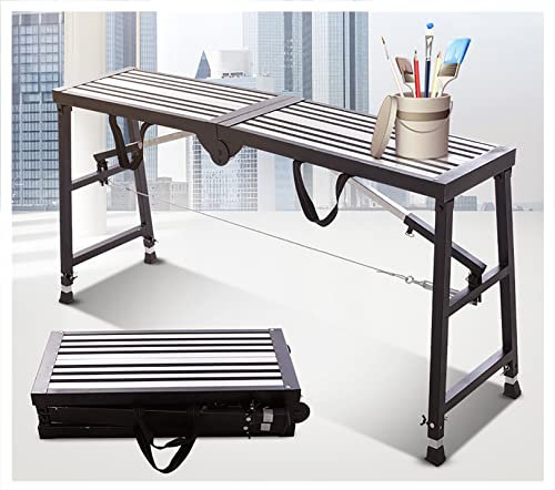Piattaforma di Lavoro Attrezzatura per ponteggi Portatili Strumenti, Piattaforma di Lavoro Pieghevole, Scala a Torre Multiuso Sgabello Banco da Lavoro Altezza regolabile/160 cm/5,3 Piedi