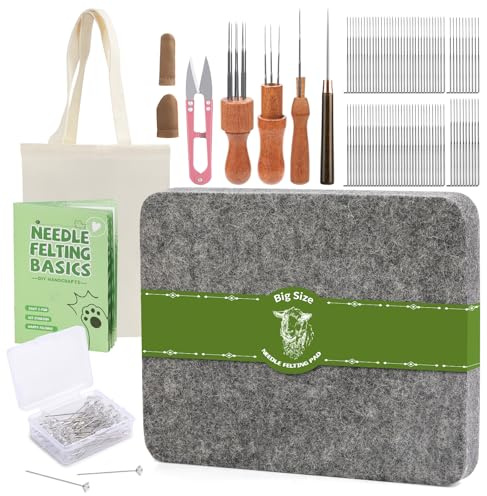 Filz Nadeln Set, Nadelfilz Set, 8×10 Zoll Filzen Pad, 90 Pcs Filznadeln | Filzen Starterset 3 Größe Holzgriff Halter, Filz Zubehör mit Aufbewahrungstasche für Anfänger Diy Handmade Crafts Dekoration