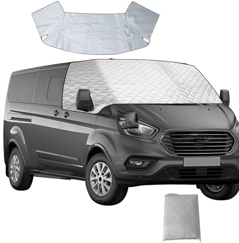 luolety Frontscheiben Abdeckung für Ford Transit Custom 2012-2022, wasserdichte Windschutzscheibe Externe Thermo Frontscheiben Schnee Eisschutz Staub Sonnenschutz Wrap Abdeckung