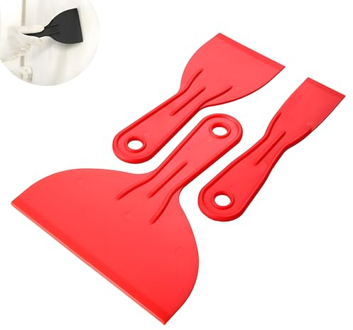 5 Stück Spachtel, Malerspachtel aus Kunststoff Spachtel Werkzeug Spachtelset Gipswerkzeug Kunststoffspachtel Farbe Schaber für Glätten Tapeten Gips Reinigung (3 Stück Rot)