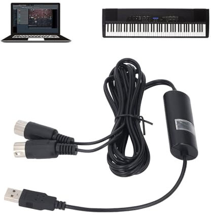 Yunseity USB to MIDI Cable, USB MIDI Cable USB to 5 Pin MIDI Interface 5FT,for Piano, Midi Controller Keyboard Audio Interface Recording to PC/Mac Laptop