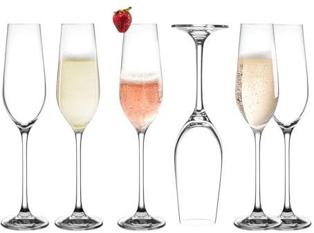 6 PCS 190ml Champagne Flutes Crystal Prosecco Glasses Pair, Ideal for Celebrations and Special Occasions Perfect for Champagne and Wine Lover