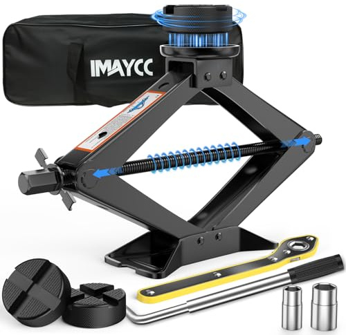 Car Jack Kit with Universal Rubber Jack Pad, Prevent Scratches on the Car, Scissor Jack for 3 Ton (6614 lbs), Premium Alloy Steel, Portable Tire Changing tool with Lug Wrench,Emergency Kit for SUV MPV