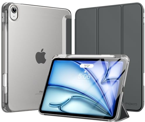 MoKo Hülle für iPad Air 11 Zoll (M4/M3/M2) 2026/2025/2024 mit Stifthalter | Für iPad Air 5./4. Gen 10,9 Zoll Hülle 2022/2020, Leicht Trifold Schutzhülle mit Harter PC Transluzenter Rückseite, SpaceGrau