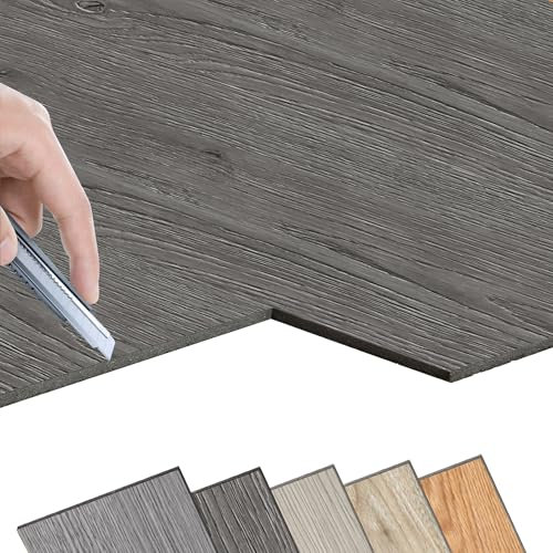 FIVMEN PVC Bodenbelag Vinylboden Selbstklebend 5㎡ Klebefliesen Bodenfliesen Holzoptik Vinyl Fliesen Boden Venylbodenbelag Klick für Küche, Bad & Wohnbereich 36 Stück, 1817-9