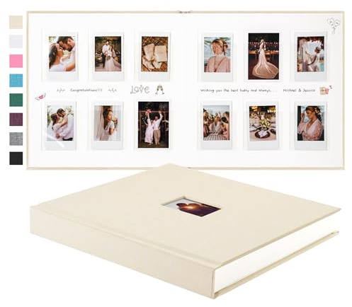 Rseozr 168 Pockets Instax Mini Photo Album For 2x3 Pictures, Linen Hardcover Polaroid Photo Album With Writing Space, Polaroid Album Book For Fujifilm Instax Mini Instant Camera (Beige)