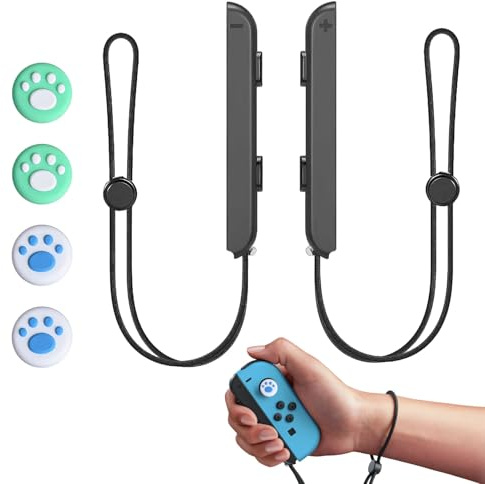 Kuugeo Manette pour Switch Dragonne, 6 pièces Dragonne pour Switch 1, Dragonne pour Switch, Dragone pour Switch, Manette Joycon pour Switch, Une paire de dragonnes avec quatre capuchons de joystick.