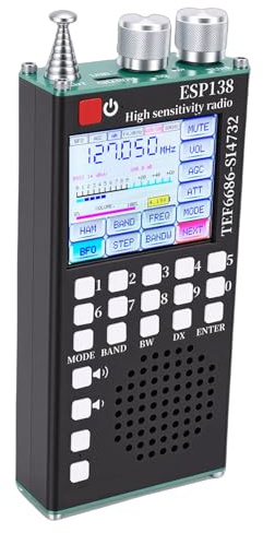 Luocute Vollbandradio, Dualsystem TEF6686 und SI4732 Unterstützen FM LW MW SW AIR SSB-Bänder, mit 5.0 und 2,4-Zoll-IPS-Touchscreen, für Amateurfunk-Enthusiasten
